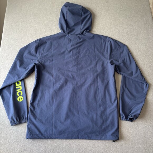 New Balance Lightweight Windbreaker Mens S Jogging Jacket Navy Running Hooded - Picture 16 of 16